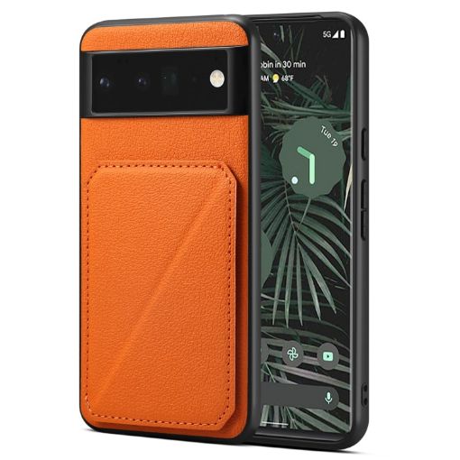Google Pixel 6 Pro Orange Calf Texture Holder Phone Case - 1