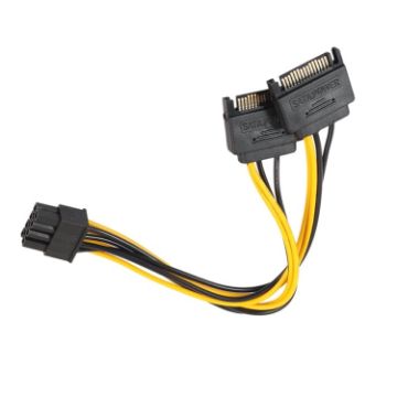 0.2m Full Copper GPU Graphics Card 8 Pin Female To Double 15 Pin SATA Power Line - 1