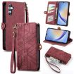 Samsung Galaxy A42 5G Red Leather Zipper Wallet Phone Case - 1