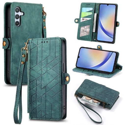 Samsung Galaxy A51 5G Geometric Zipper Wallet Leather Phone Case - 1