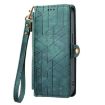 Samsung Galaxy A21s Geometric Zipper Wallet Leather Phone Case Green - 2