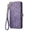 Samsung Galaxy A11 Geometric Zipper Wallet Leather Phone Case (Purple) - 2