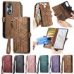 Pink Geometric Zipper Wallet Leather Phone Case - For Honor 90 Lite / X50i - 5