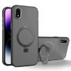 iPhone XR MagSafe Metal Holder Frosted Translucent Phone Case Black - 1