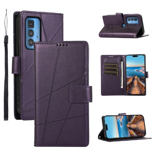 Motorola Edge 20 Pro PU Leather Phone Case - Purple - 1