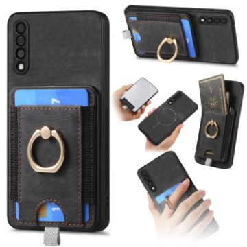 Samsung Galaxy A70/A70s Retro Magnetic Card Bag Leather Phone Case - 1