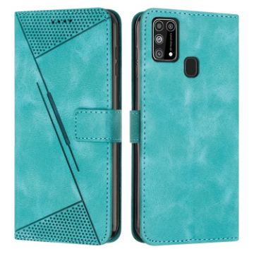 Samsung Galaxy M31 Green Leather Phone Case with Long Lanyard - 1