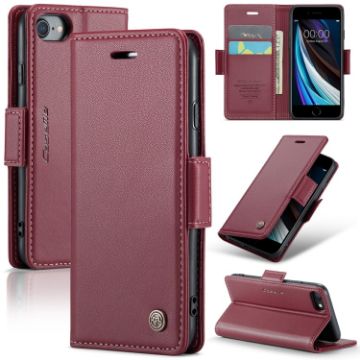 iPhone SE 2022/SE 2020/6/7/8 CaseMe 023 Wine Red Leather Phone Case - 1