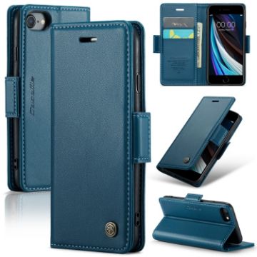 Blue Leather RFID Anti-theft Phone Case for iPhone SE 2022/SE 2020/6/7/8 - 1