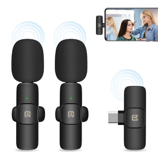 PULUZ Wireless Lavalier Microphones for Type-C Phone - Black - 1