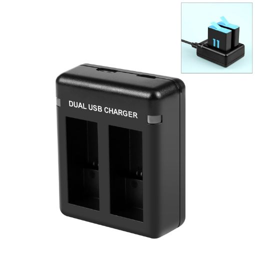 PULUZ USB Dual Batteries Charger for GoPro HERO12 Black /11 Black /10 Black /9 Black - 1