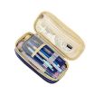Angoo Cotton And Linen Pencil Stationery Bag - Large Capacity - Navy / Beige - 1