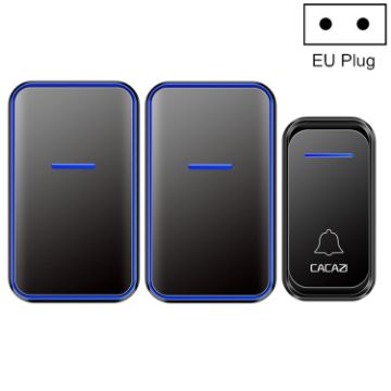 CACAZI A68-2 Wireless Doorbell, EU Plug, Black - 1