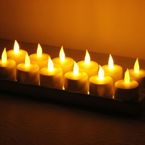 Flameless LED Tealight Flicker Candle Light - Set of 12 - 1
