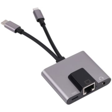 NK-1056Pro 3 in 1 Adapter - Charging + Ethernet + 3.5mm Earphone - 1
