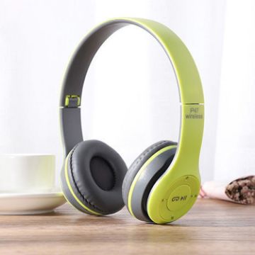 P47 Foldable Wireless Bluetooth Headphone Green - MP3/FM/Call Support - 1
