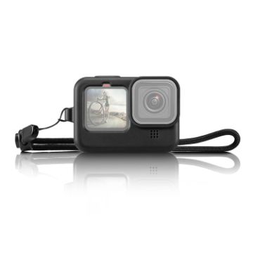 PULUZ GoPro HERO12/11/10/9 Black Silicone Case with Strap & Lens Cover - 1