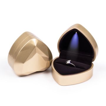 Heart-shaped LED Light Ring Necklace Storage Box - Gold - 1