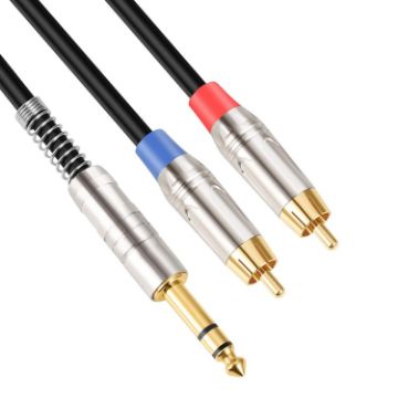 6.35mm Male to Dual RCA Male Audio Cable, 3m Length - 1