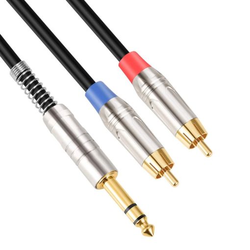 6.35mm Male to Dual RCA Male Audio Cable, 3m Length - 1