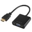 24cm Full HD 1080P HDMI to VGA + Audio Cable - Black - 3