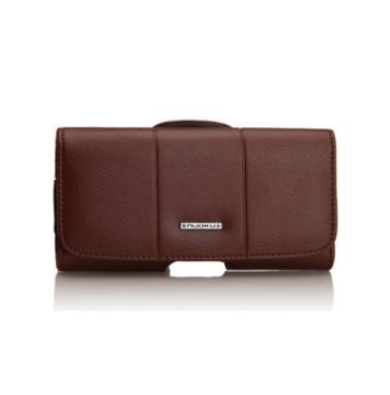 Nuoku Magnetic Flaps Leather Belt Case for Smart Phones, Brown - 1