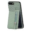 Carbon Fiber Vertical Flip Zipper Phone Case for iPhone SE 2022/2020/7/8 - Green - 1