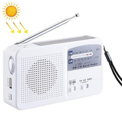 Portable Solar/Cranked Dynamo LED Flashlight with AM/FM Radio & Phone Charger - 1