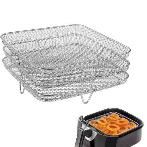 Three-Layer Steam Rack for Air Fryer - Square Design - 1