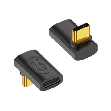 40Gbps USB-C Female to Male Adapter 3D Bend (Black) - 1