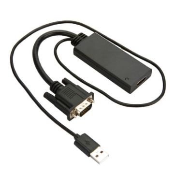 HD55Y VGA to HDMI Adapter Cable 1080P Converter - Black - 1