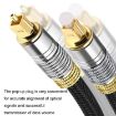 2m Optical Fiber Audio Cable Speaker Power Amplifier - Bright Gold Plated - 3