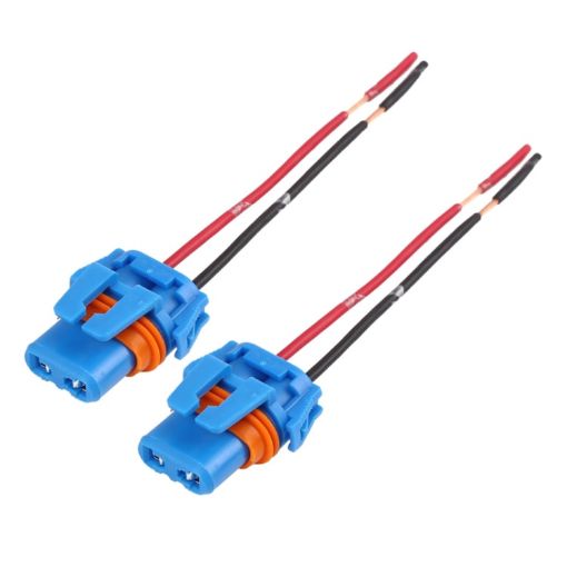 9005 Car Headlight Socket Light Holder Plug With Cable - 1 Pair - 1