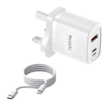 Yesido YC51 30W USB-C/Type-C + USB Travel Charger + Cable, UK Plug - 1