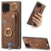 Samsung Galaxy M62/F62 Retro Skin-feel Ring Card Bag Phone Case (Brown) - 1