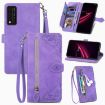 T-Mobile REVVL V+ 5G Purple Flower Leather Phone Case - 1