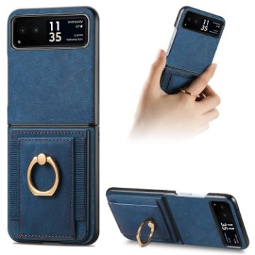 Motorola Razr 40 Ultra Retro Wallet Phone Case (Blue) - 1