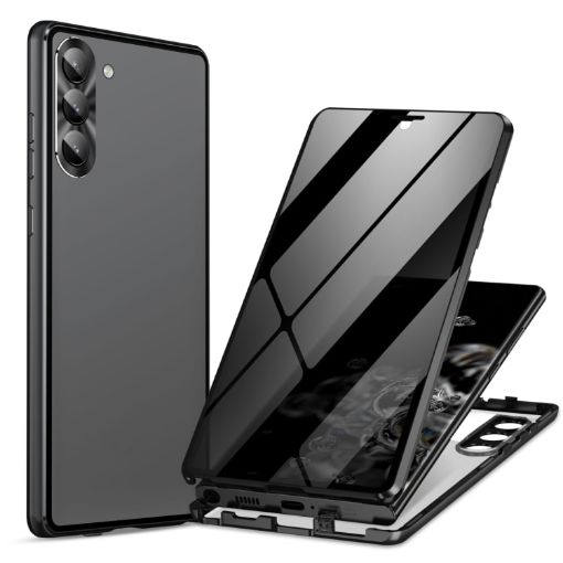 Samsung Galaxy S24 5G Privacy Full Cover Magnetic Metal Tempered Glass Case - 1