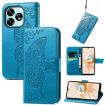 UMIDIGI G5/G5A Blue Leather Phone Case - Butterfly Love Flower Embossed - 1
