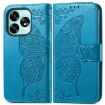 UMIDIGI G5/G5A Blue Leather Phone Case - Butterfly Love Flower Embossed - 2