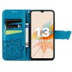 UMIDIGI G5/G5A Blue Leather Phone Case - Butterfly Love Flower Embossed - 3