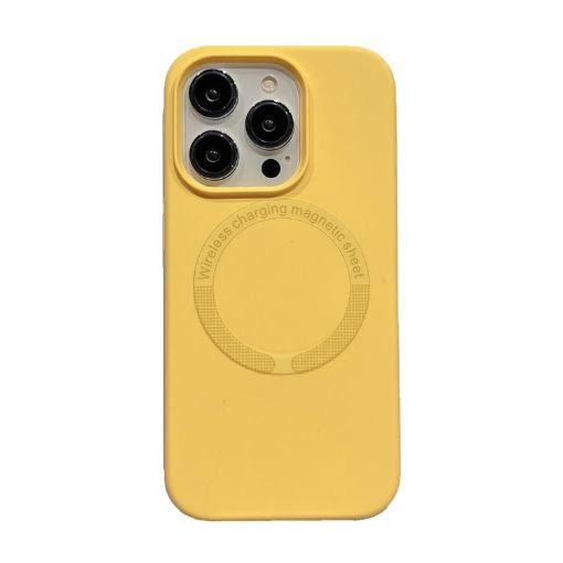iPhone 15 Pro Max Magsafe Magnetic Silicone Phone Case - Yellow - 1