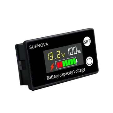 Picture of SUPNOVA LCD Color Screen DC Voltmeter Lithium Storage Battery Meter, Style: Alarm + Temperature Type