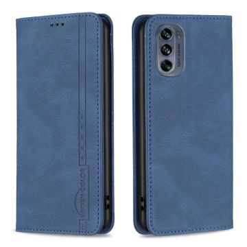 Motorola Moto G62 RFID Blocking Leather Phone Case (Blue) - 1