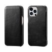 iPhone 13 Pro Max ICARER Cowhide Flip Phone Case - Black - 1