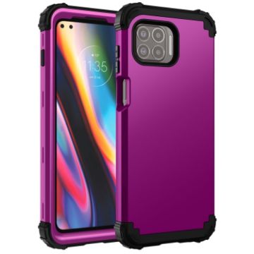 Motorola Moto G 5G Plus Shockproof Protective Case - Dark Purple + Black - 1