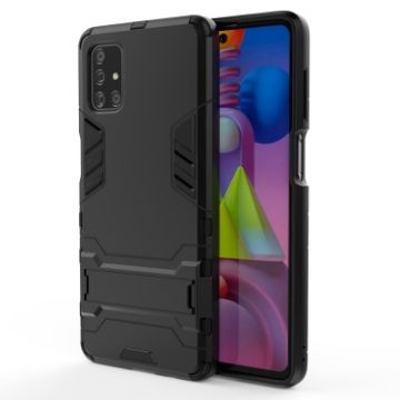 Samsung Galaxy M51 Shockproof Protective Case with Holder - Black - 1
