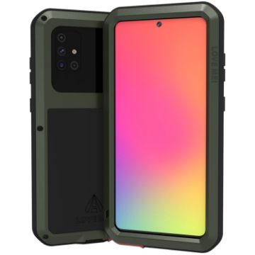 LOVE MEI Metal Shockproof Waterproof Case for Galaxy A71 - Army Green - 1