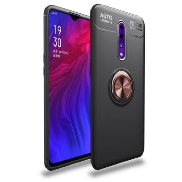 Metal Ring Holder 360 Degree Rotating TPU Case for OPPO RENO Z - Black+Rose Gold - 1
