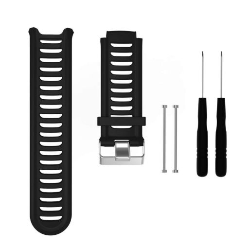 Black Silicone Watch Band for Garmin Forerunner 910XT - 1